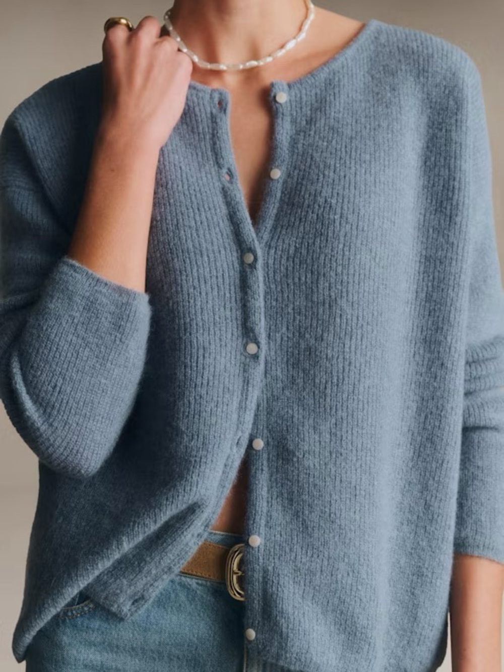 Sézane Gaspard Cardigan in Vintage Blue